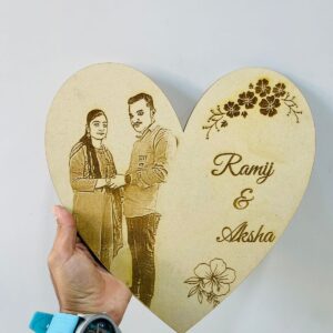 Personalized Heart-Shaped Wooden Engraving – 12x12 Inches