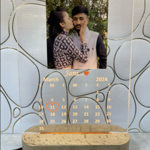 Personalized Acrylic LED Calendar Lamp with Wooden Stand