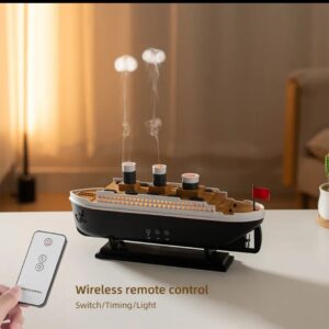 Titanic Steam Ship Aromatherapy Diffuser | Ultrasonic Mist Humidifier with Remote Control & LED Lights (Black, 250ml)